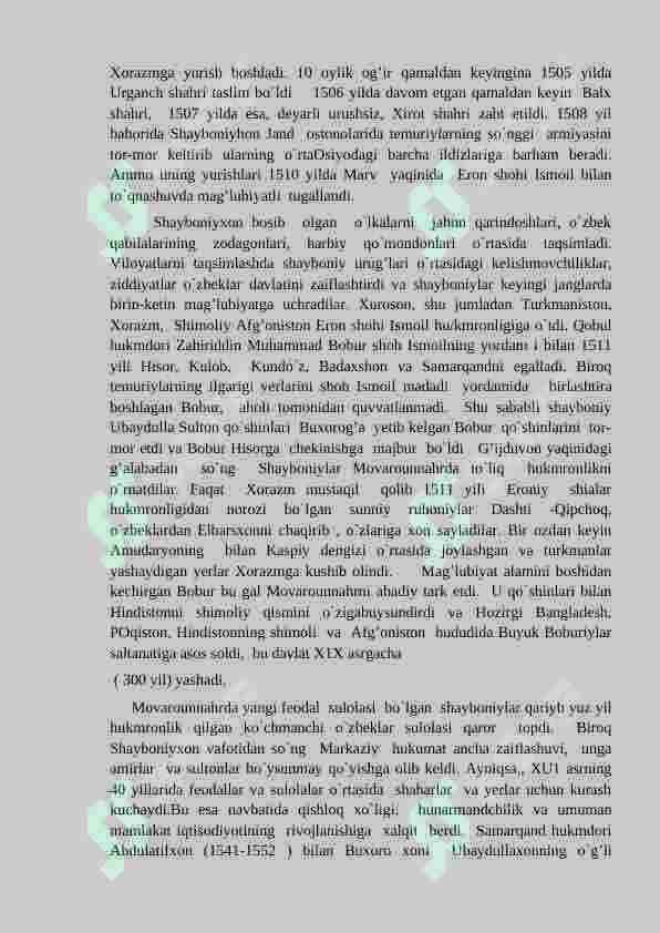 О‘zbekiston hududlаrining   xonliklаrgа bо‘linib ketishi, uning sаbаblаri vа oqibаtlаri 3