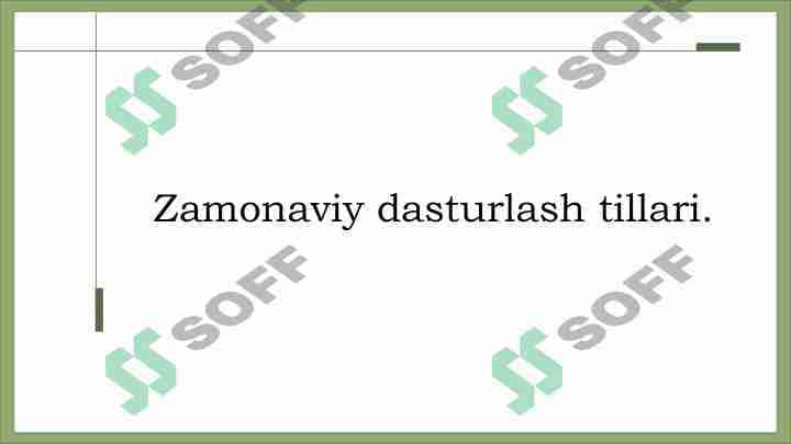 Zamonaviy dasturlash tillari 1
