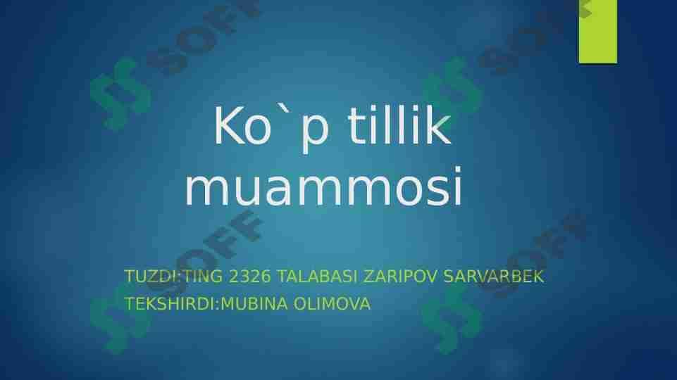 ko'p tillik muammosi 1