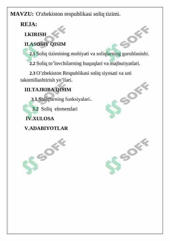 O'zbekiston respublikasi soliq tizimi 1