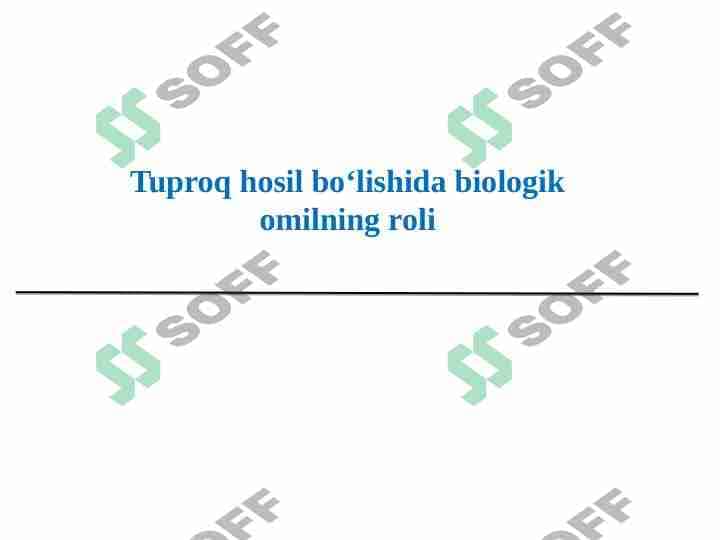 Tuproq hosil bo'lishida biologik omilning roli 1