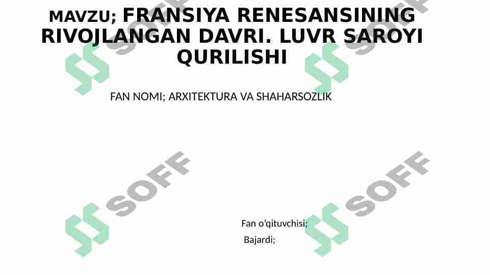Fransiya renesansining rivojlangan davri 1