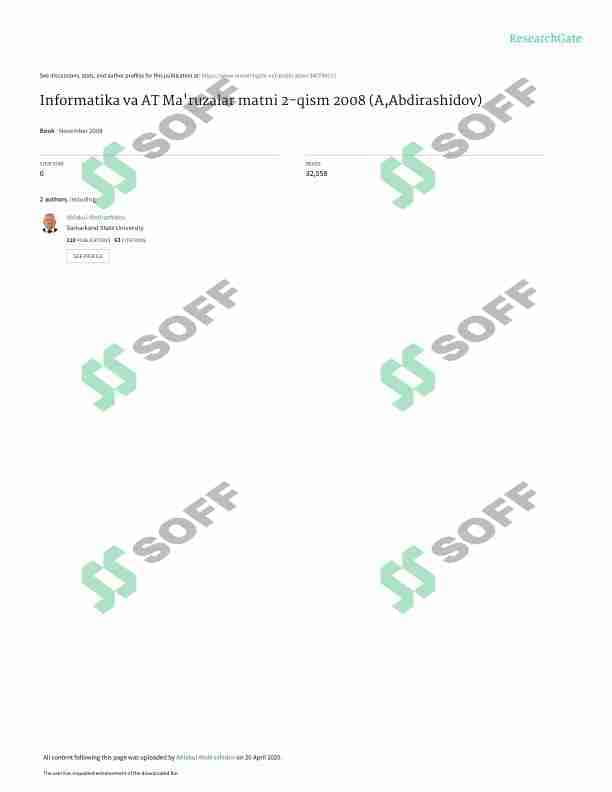 Informayika bo'yicha maruza matni 2-qism 1