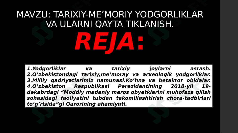 TARIXIY-ME’MORIY YODGORLIKLAR VA ULARNI QAYTA TIKLANISH 1
