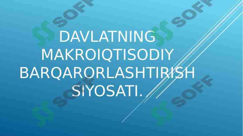 Davlatning makroiqtisodiy barqarorlashtirish siyosati. 1