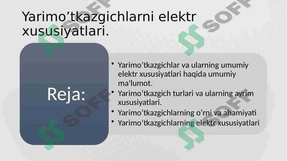 Yarimo’tkazgichlarni elektr xususiyatlari. 1