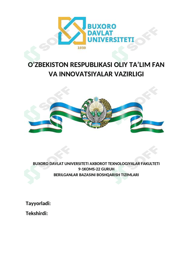 MS Access da ma’lumotlar omborini tashkil etish 1