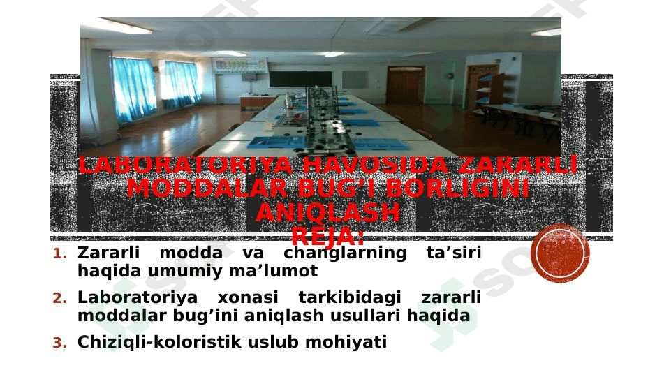 laboratoriya havosida zaharli moddalar bug'i borligini aniqlash 1