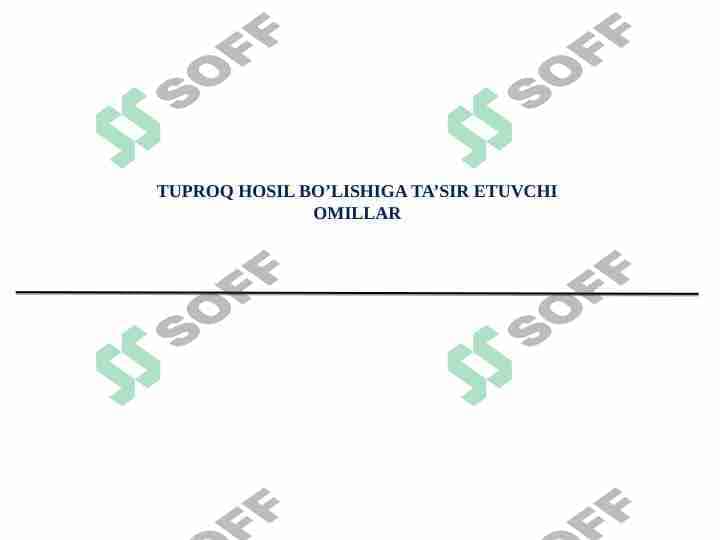 Tuproq hosil bo'lishiga ta'sir etuvchi omillar 1
