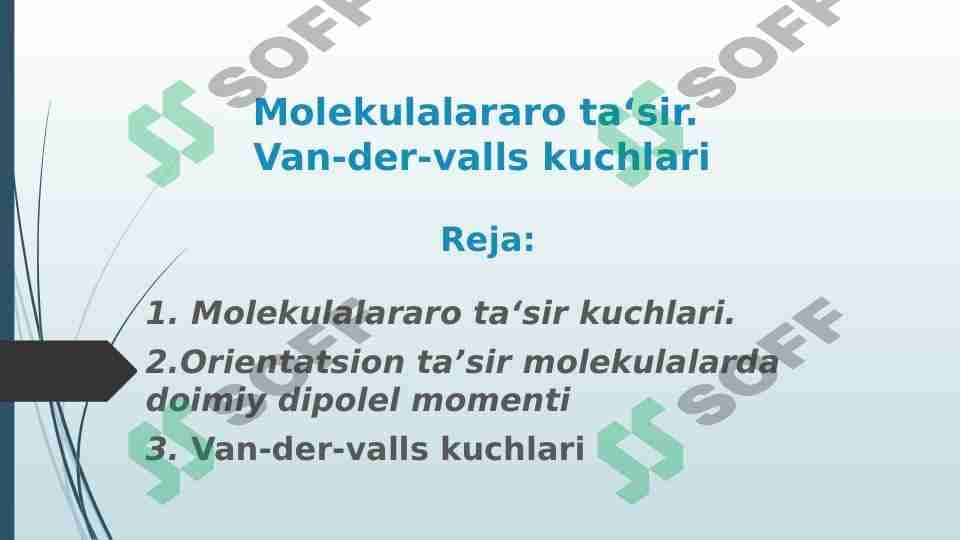 Molekulalararo ta'sir Van-der-valls qonuni 1