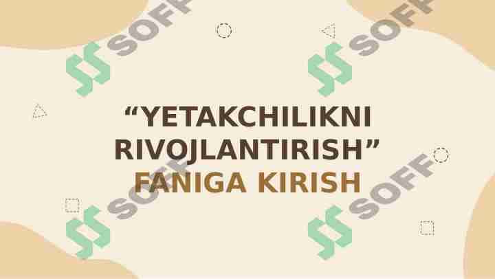 Yetakchilikni rivojlantirish 1