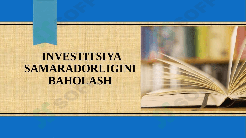 Investitsiya samaradorligini baholash 1