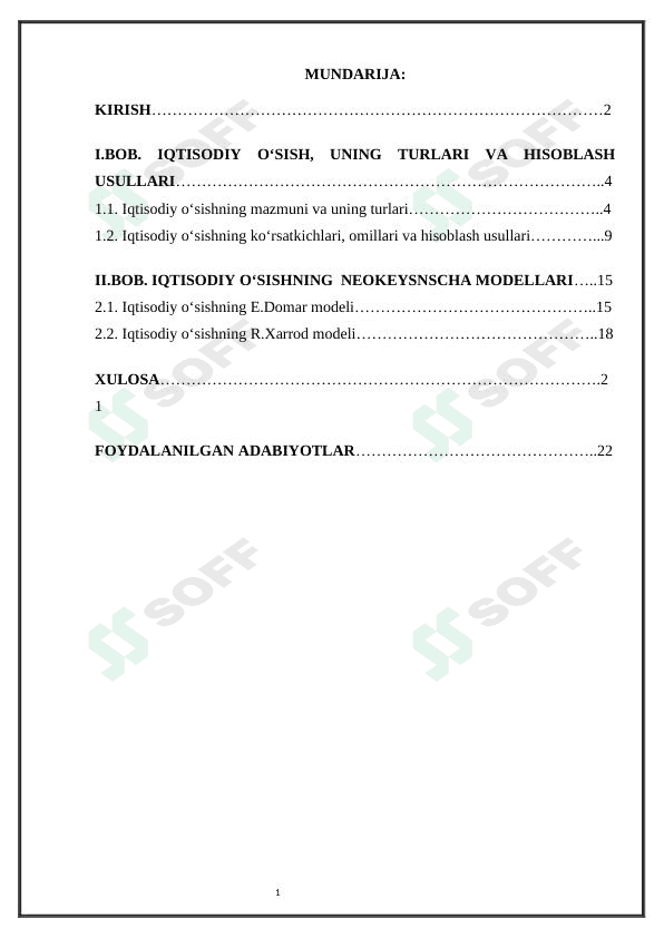 Iqtisodiy o'sishning neokeynscha modellari 1