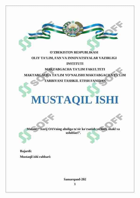 Xorij OAVning aholiga ta'sir ko'rsatish yo'llari, shakl va uslublari 1