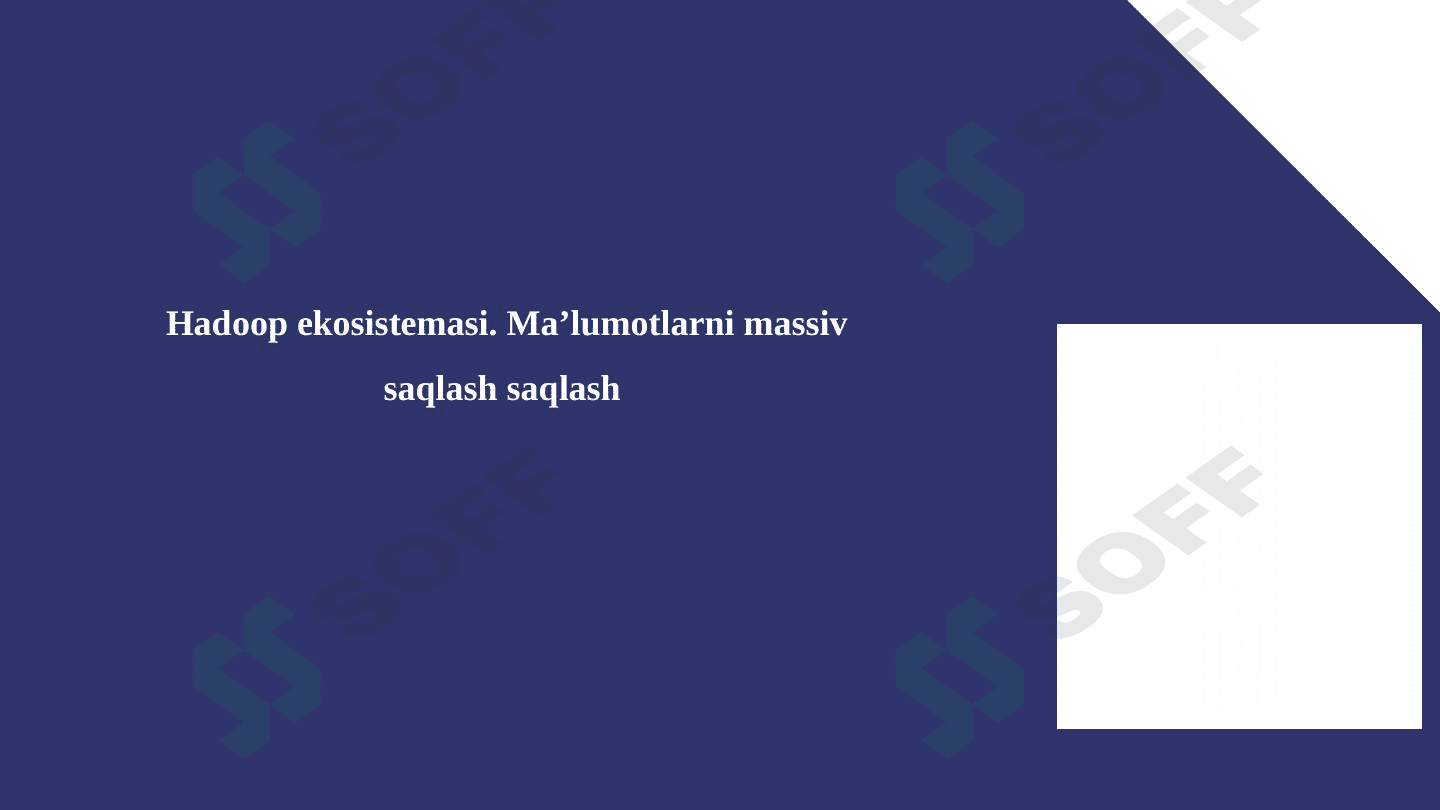 Hadoop ekosistemasi. Ma’lumotlarni massiv saqlash saqlash