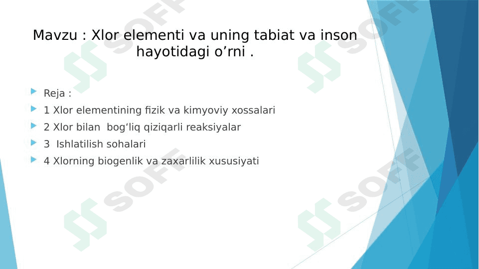 Xlor elementi. Prizintatsiya 1