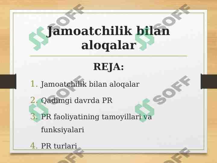 Jamoatchilik bilan aloqalar 1