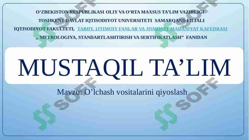 O'lchash vositalarini qiyoslash 1