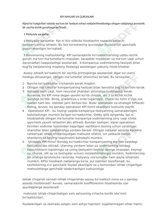 KPI tushunchasi 1