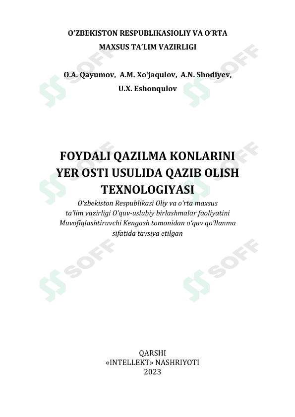FOYDALI QAZILMA KONLARINI  YER OSTI USULIDA QAZIB OLISH  TEXNOLOGIYASI 1