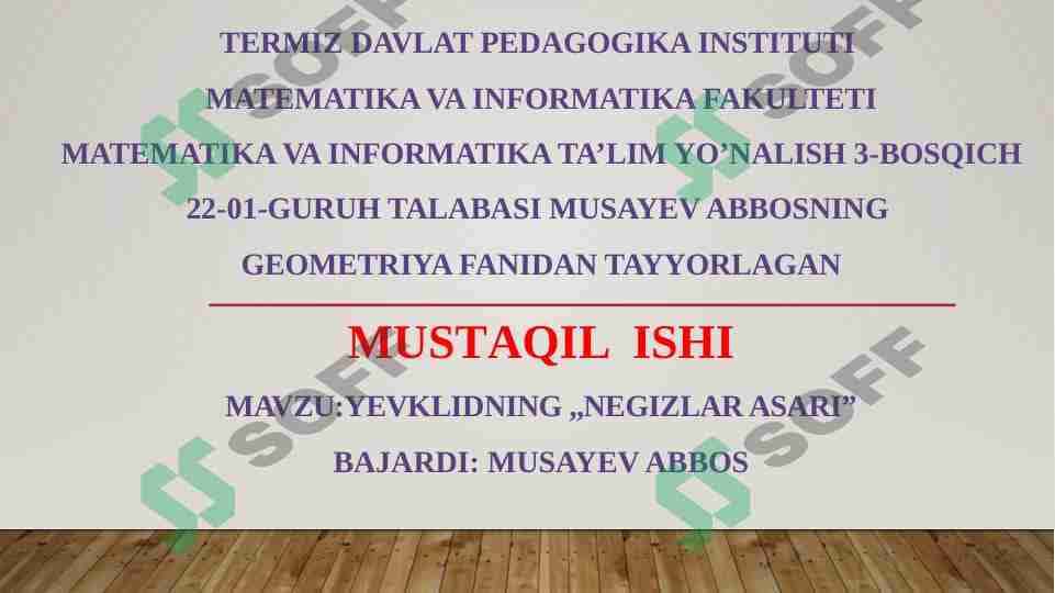 Yevklidning ,,negizlar asari” 1