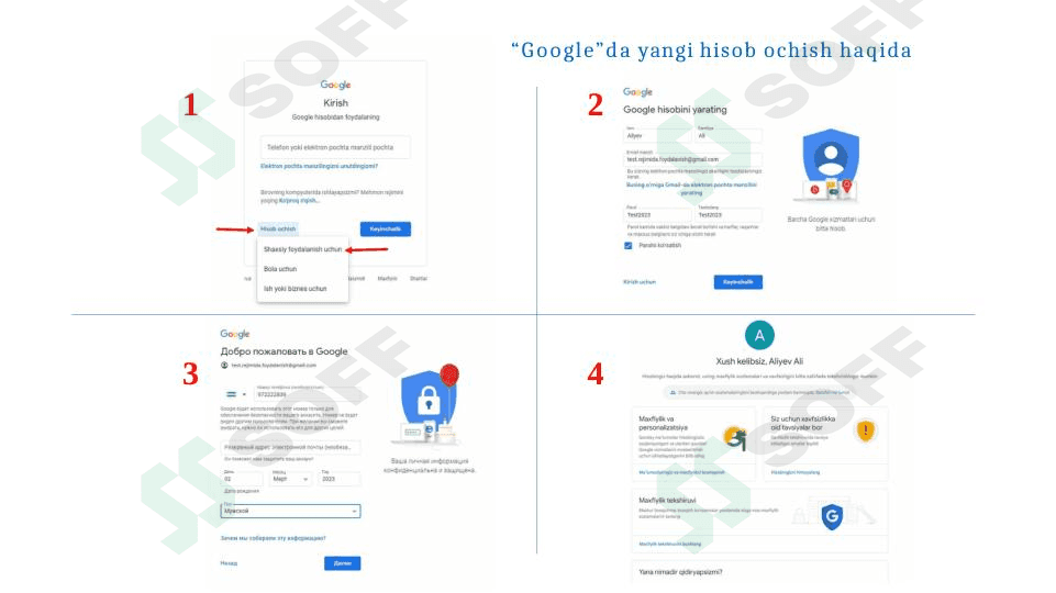“Google”da yangi hisob ochish haqida 1