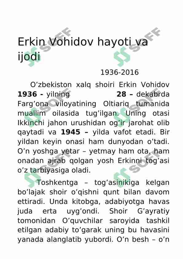 Referat Erkin Vohidov 1