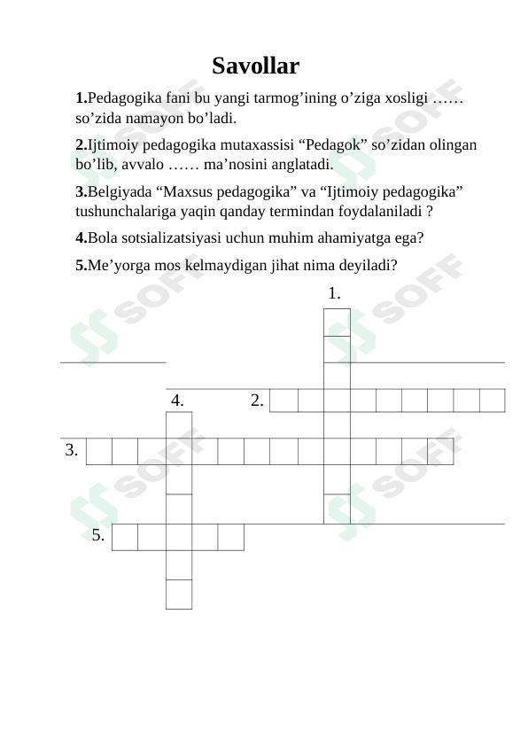 Pedagogika fanidan krassvvord. 1