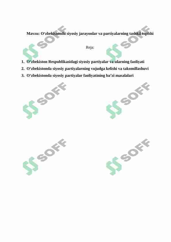 Òzbekistonda siyosiy jarayonlar va siyosiy partiyalar 1