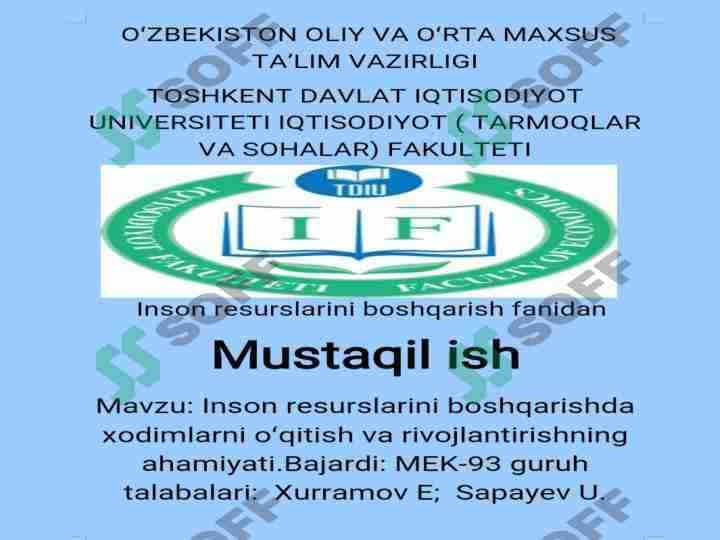 Inson resurslarini boshqarishda xodimlarni oʻqitish va rivojlantirishning ahamiyati 1