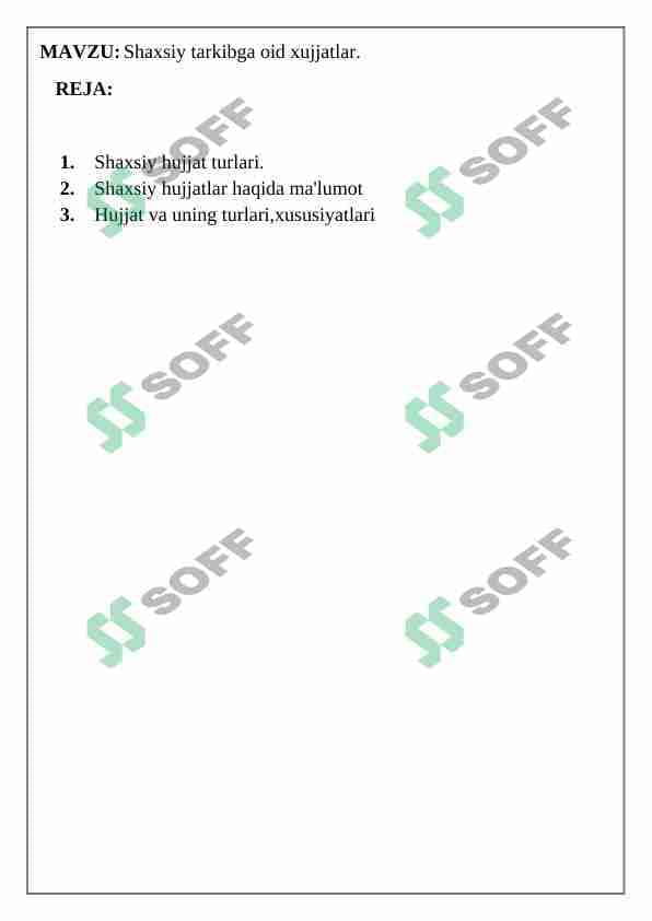 Shaxsiy tarkibga oid xujjatlar 1