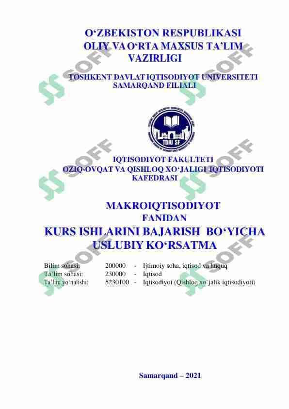 Kurs ishi yozish uchun uslubiy qo'llanma 1