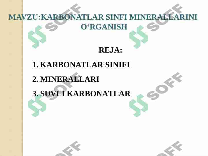 KARBONATLAR SINFI MINERALLARINI 1