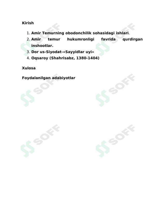 Temuriylar davridagi bunyodkorlik ishlari 1