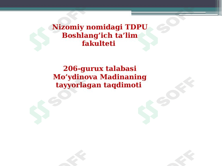 Boshlang’ich ta’limda tarbiya nazariyasi 1