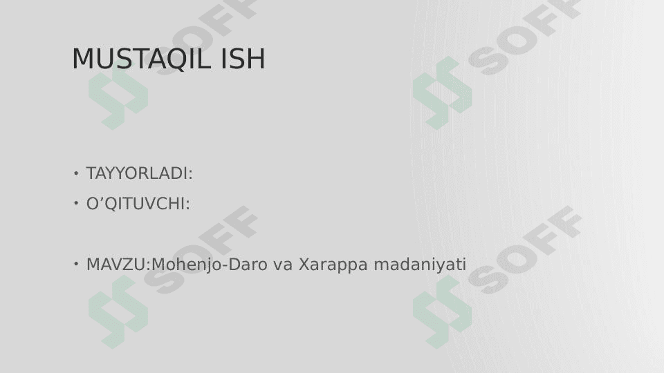 Mohenjo-Daro va Xarappa madaniyati 1
