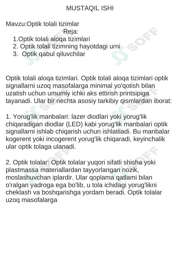 Optik tolali tizimlar 1