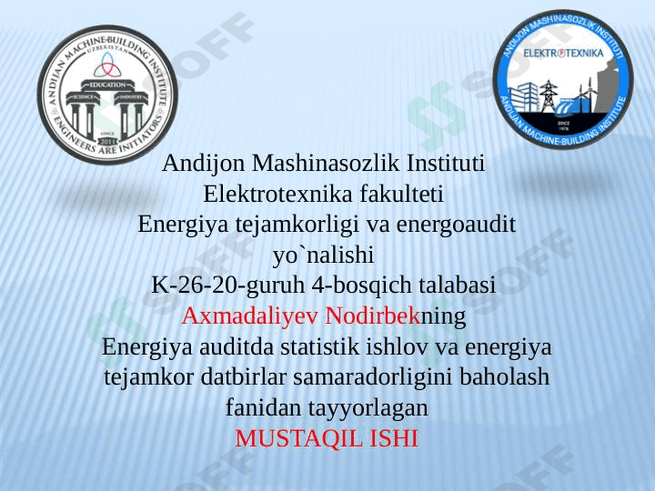 Sanoat korxonalari elektr taminot tizimida energetik audit 1