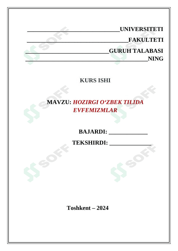Hozirgi o'zbek tilida evfemizmlar 1