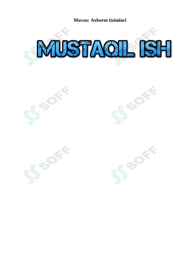 Axborot tizimlari tushunchasi haqida 1