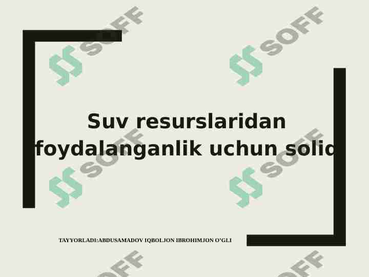 Suv resurslaridan foydalanganlik uchun soliq 1