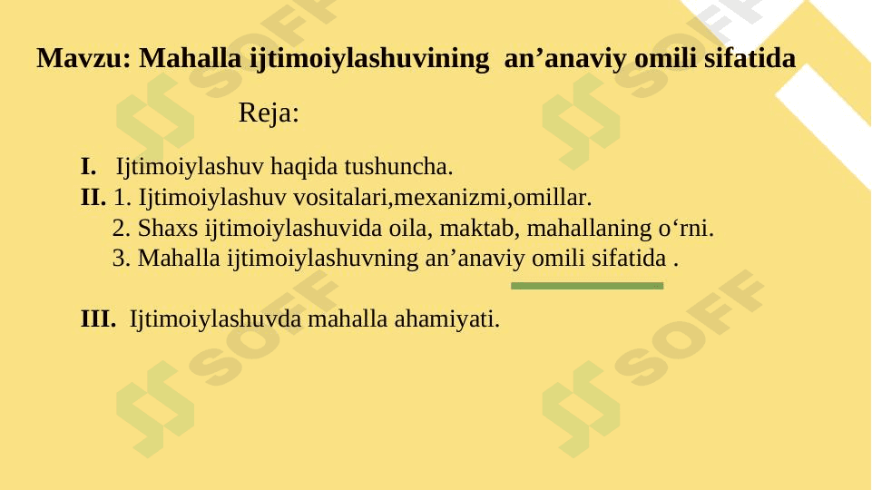 Mahalla ijtimoiylashuvining  an’anaviy omili sifatida 1