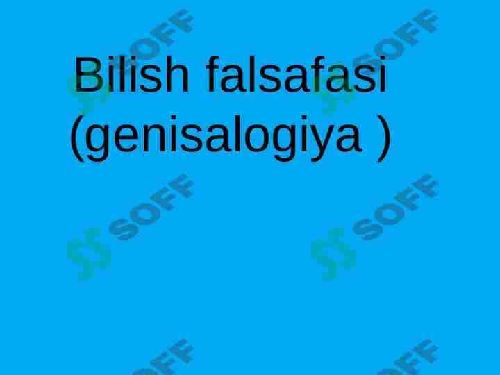 Bilish falsafasi (falsafa) 1