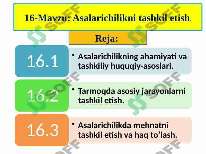 ASALARICHILIKNI TASHKIL ETISH 1