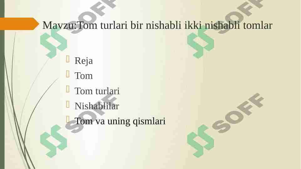 Tom turlari bir nishabli ikki nishabli tomlar 1
