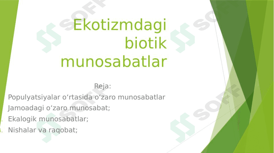 Ekotizimdagi biotik munosabatlar 1