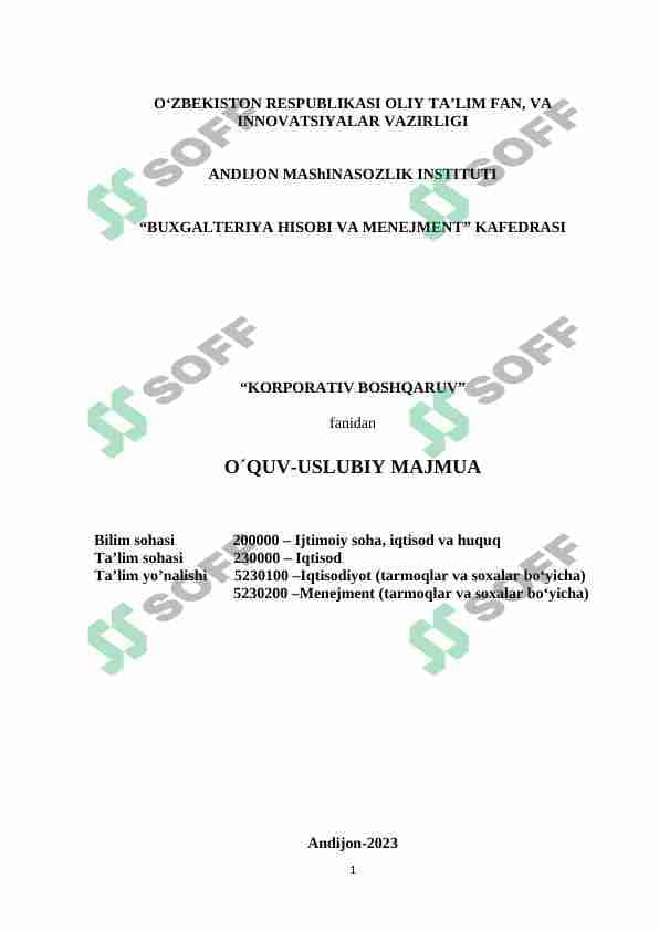 Korporativ boshqaruv oʻquv-uslubiy majmua 1