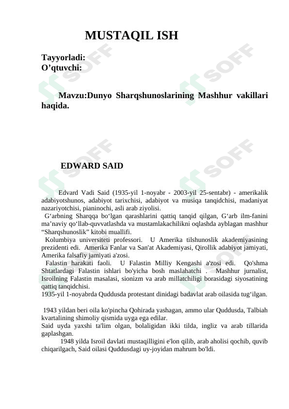 Dunyo Sharqshunoslarining Mashhur vakillari haqida 1