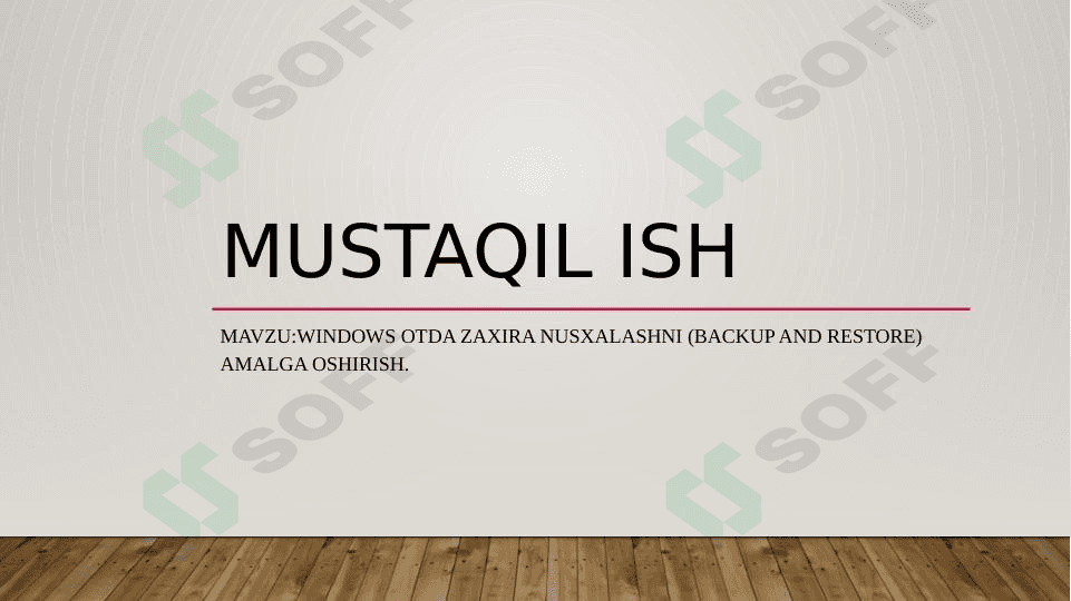 Windows OTda zaxira nusxalashni (Backup and Restore) amalga oshirish. 1