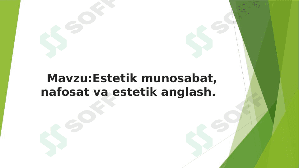 Estetik munosabat, nafosat va estetik anglash 1
